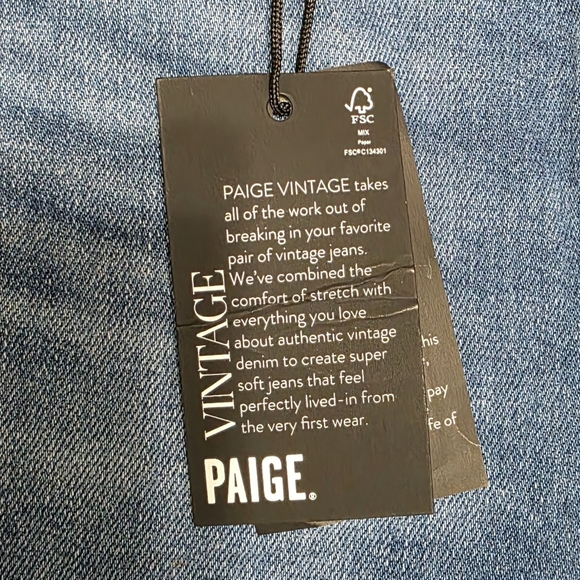 PAIGE STELLA CROP High Rise Modern Straight Jeans Ceylon Destructed Size 27 - Picture 6 of 10
